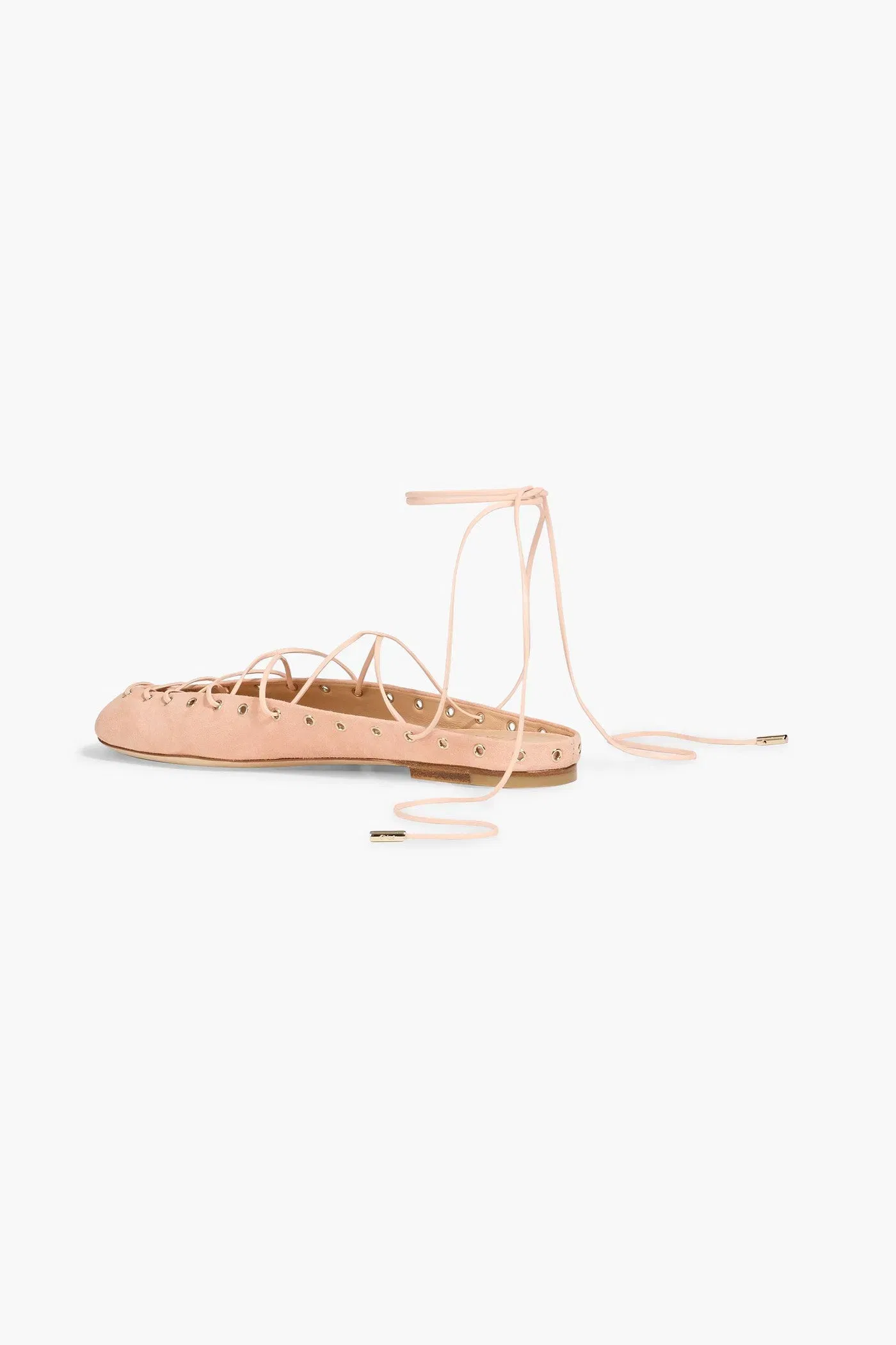 Chlo Ghillies Lace-Up Suede Ballet Flats Blush Women's