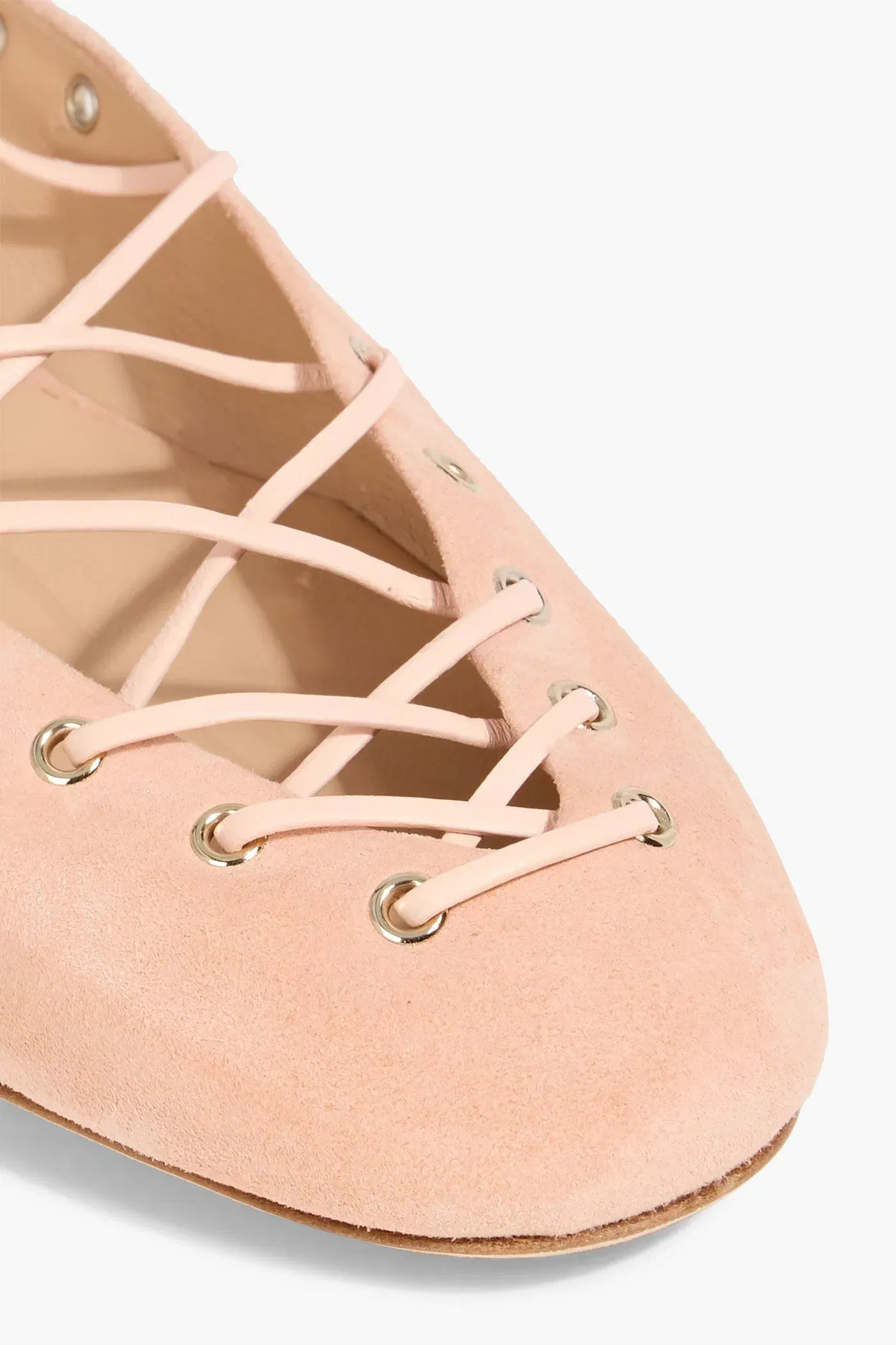 Chlo Ghillies Lace-Up Suede Ballet Flats Blush Women's