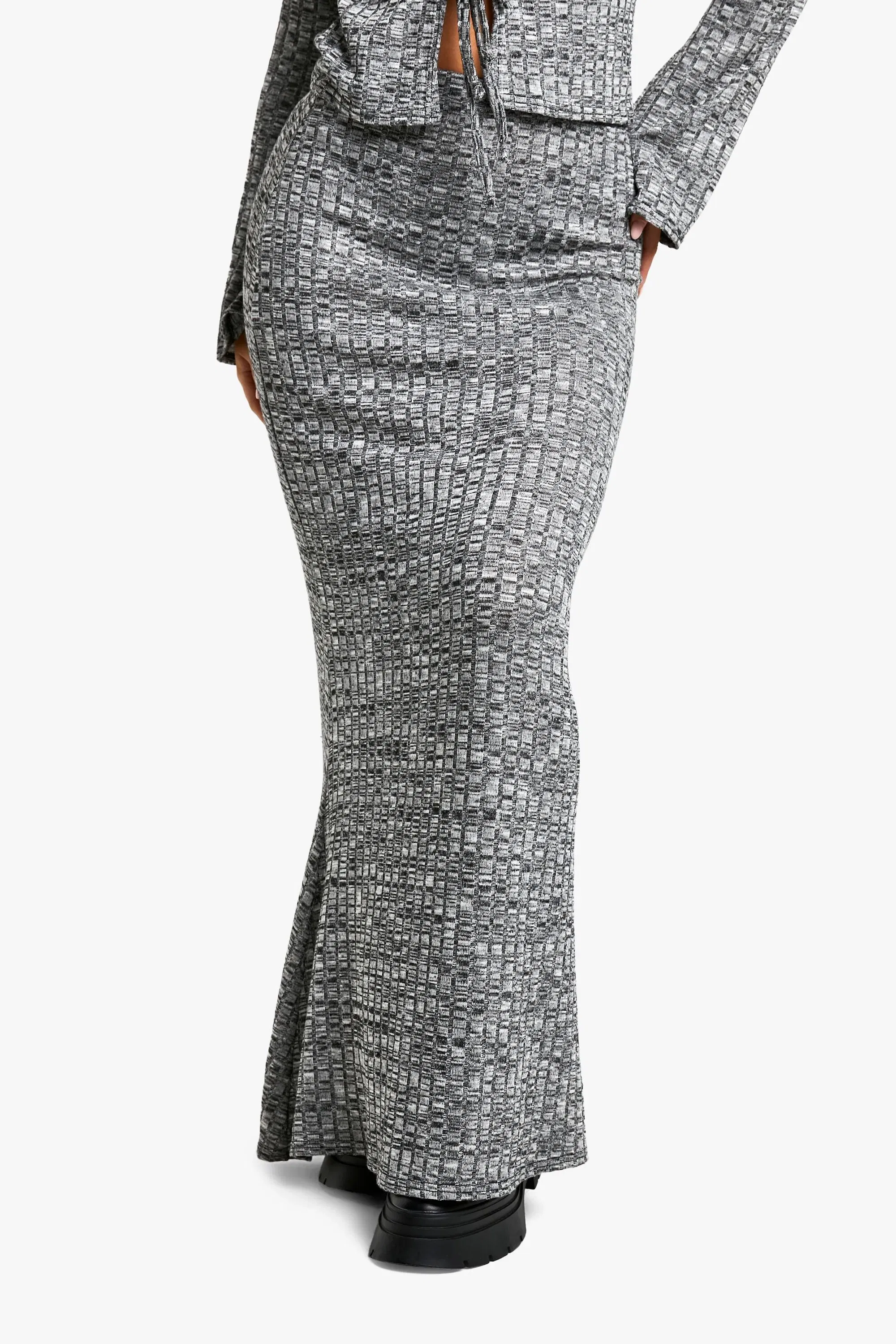 Marl Rib Fishtail Maxi Skirt
