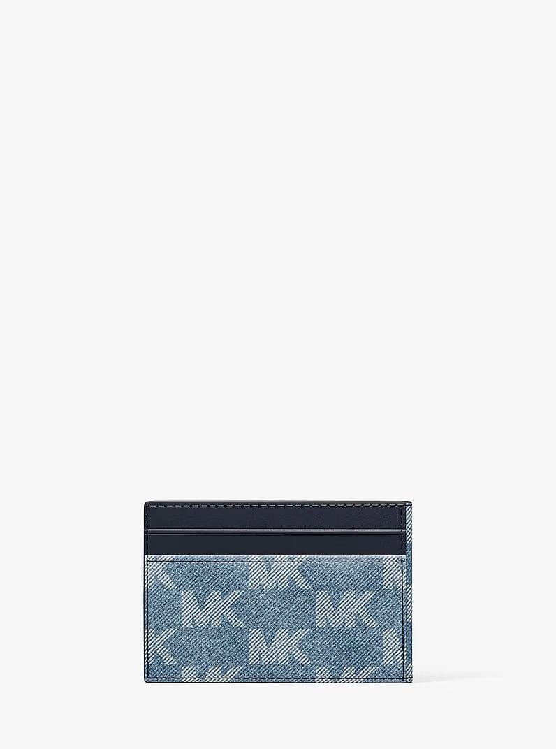 Michael Kors Cooper Medium Logo Jacquard Denim Wallet Medium Blue Wash