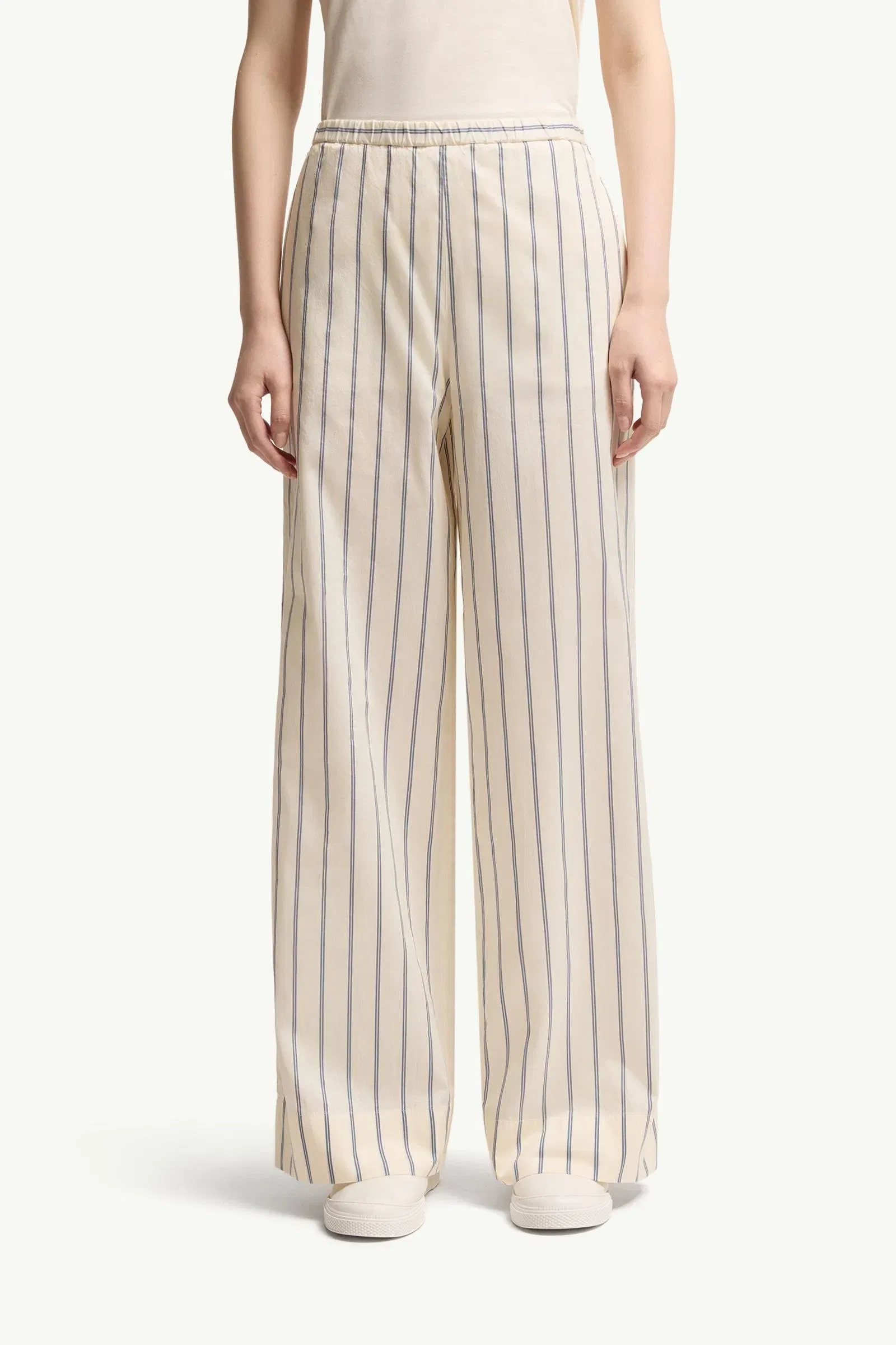 Moncler Striped Cotton & Silk Pants White White