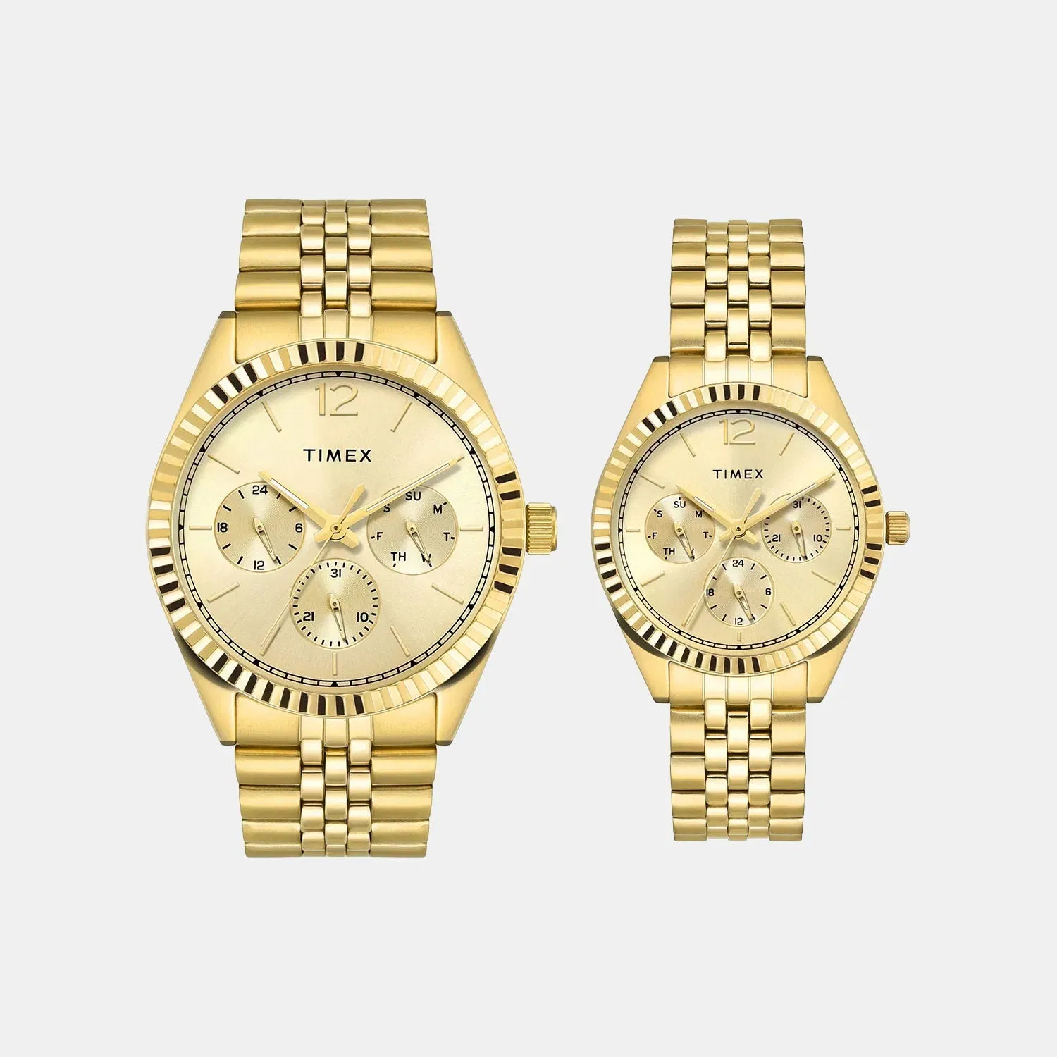 Timex Trendline Couple Quartz Dial Multi-Function Stainless Steel Watch Tw00Pr345