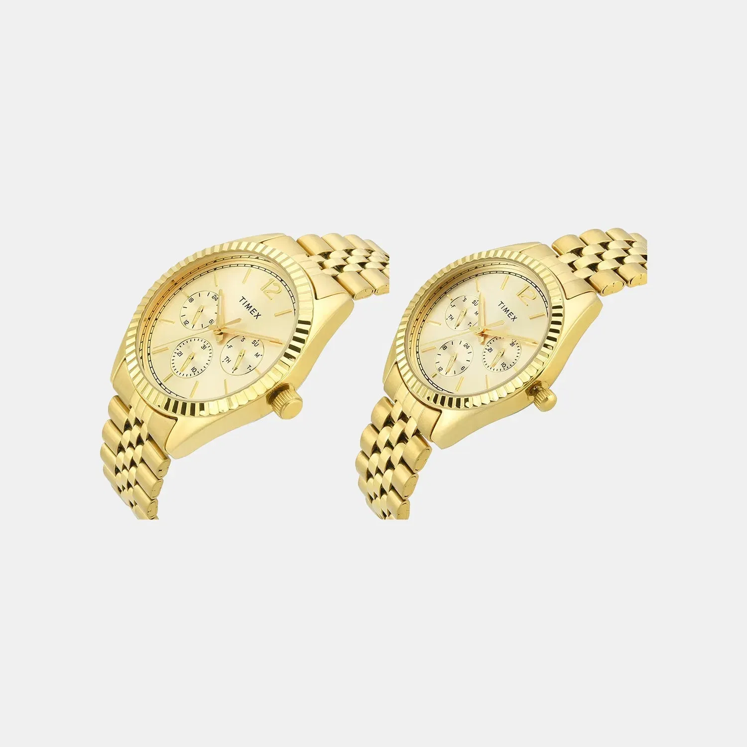 Timex Trendline Couple Quartz Dial Multi-Function Stainless Steel Watch Tw00Pr345