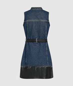 KarlLagerfeld Rebel Denim And Faux-Leather Bucket Bag Washed Dark Blue-Black