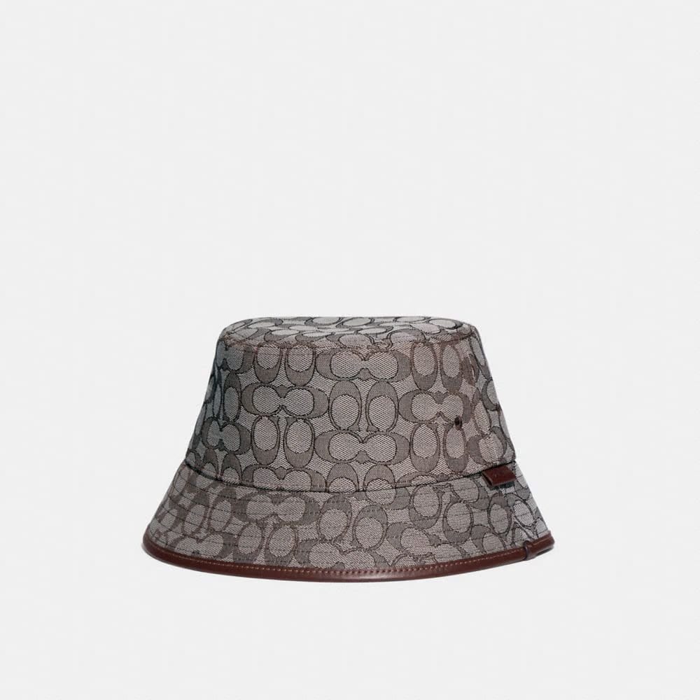 Coach Signature Jacquard Bucket Hat Oak