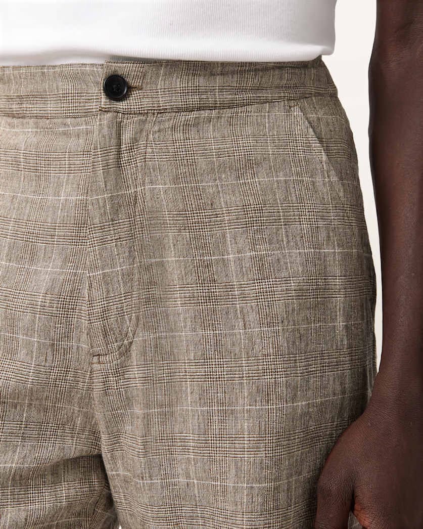 AllSaints Keal Linen Blend Relaxed Fit Shorts Sediment Brown