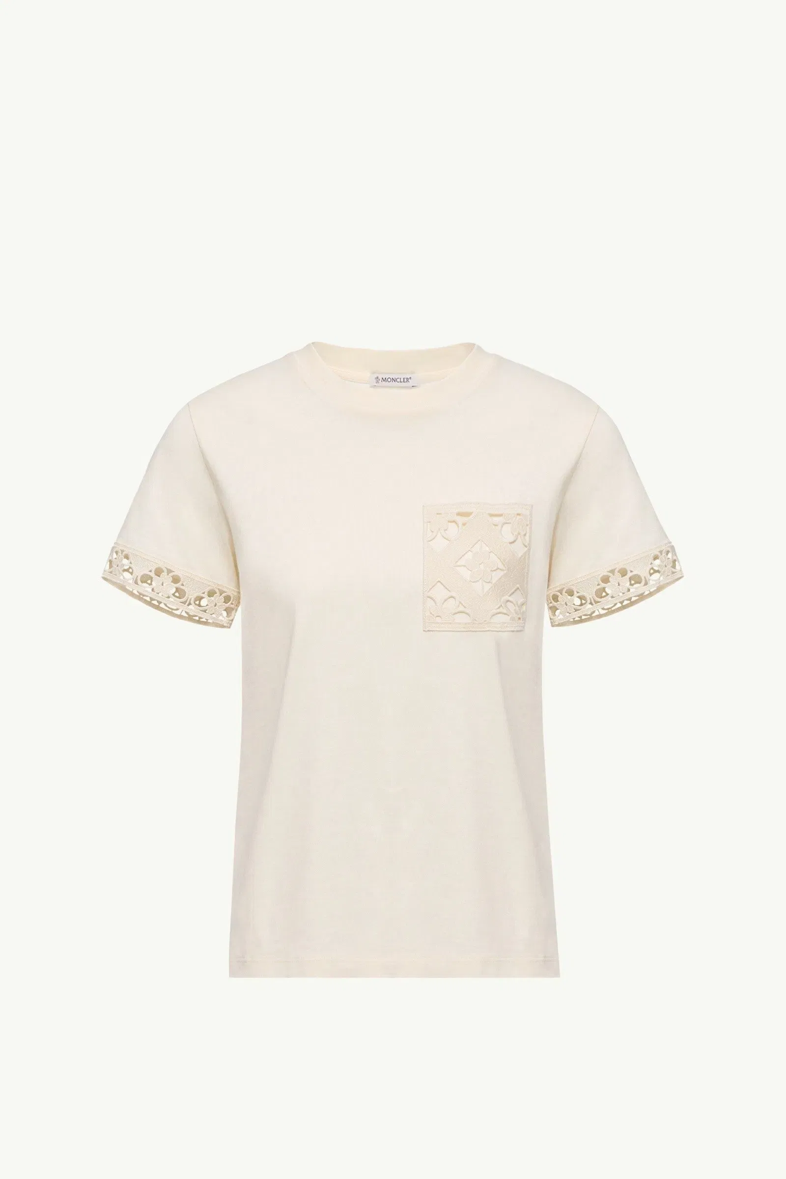 Moncler Macramé-Trimmed Cotton T-Shirt White White