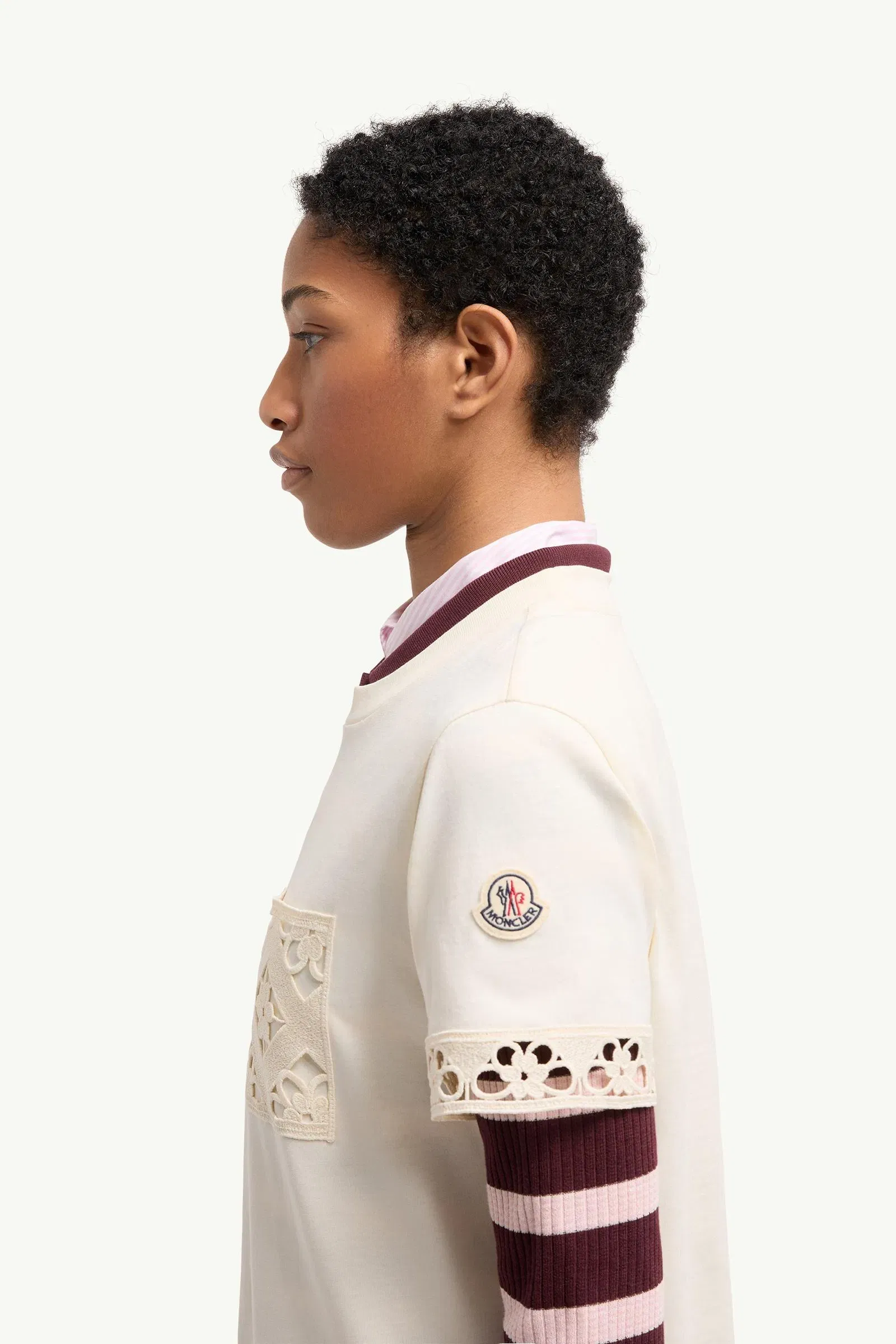 Moncler Macramé-Trimmed Cotton T-Shirt White White