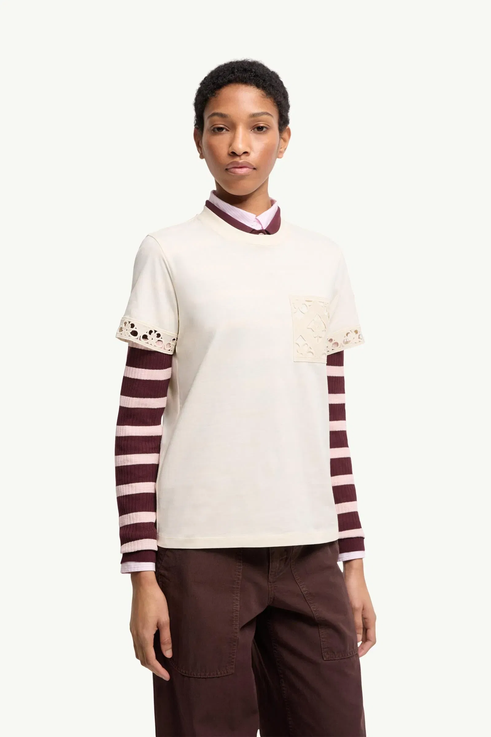 Moncler Macramé-Trimmed Cotton T-Shirt White White
