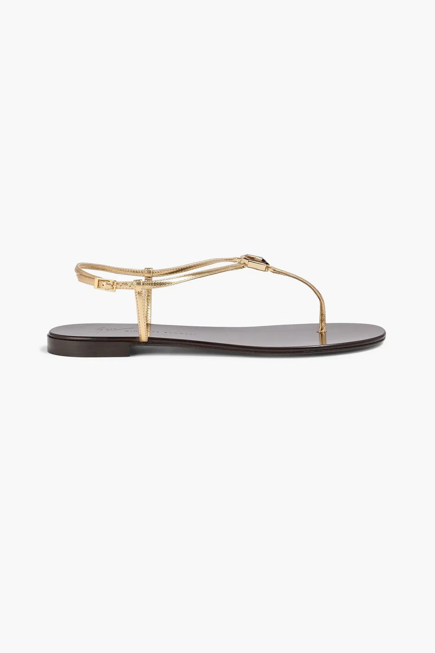 Giuseppe Zanotti Cameliee Crystal-Embellished Metallic Leather Sandals Gold Women's