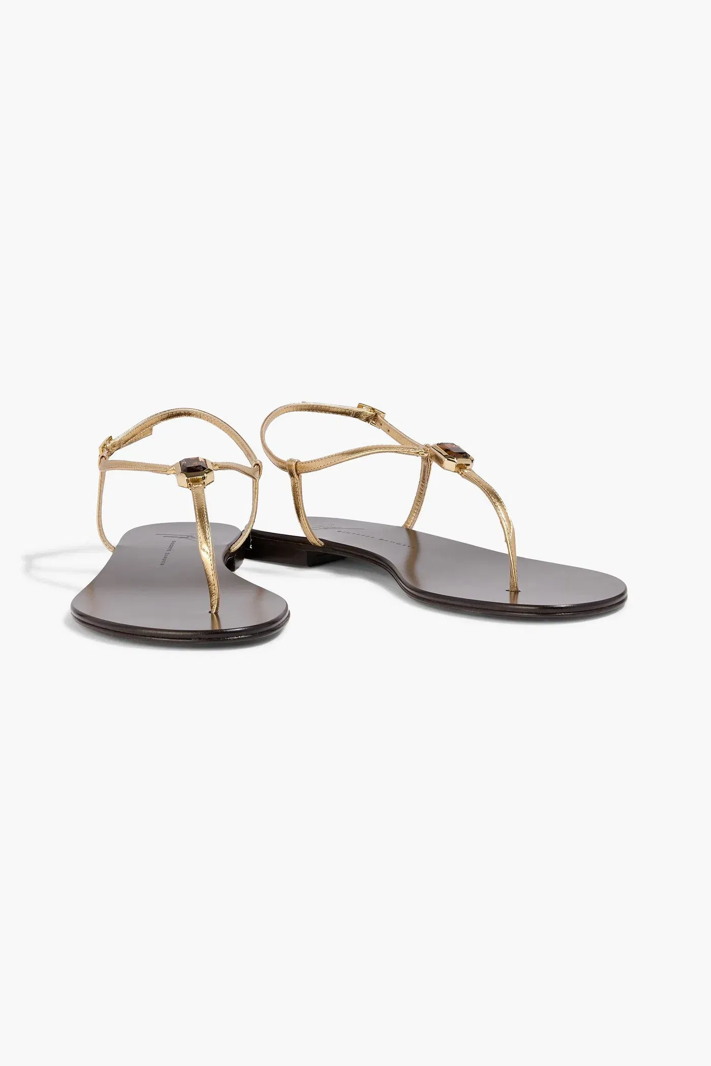 Giuseppe Zanotti Cameliee Crystal-Embellished Metallic Leather Sandals Gold Women's