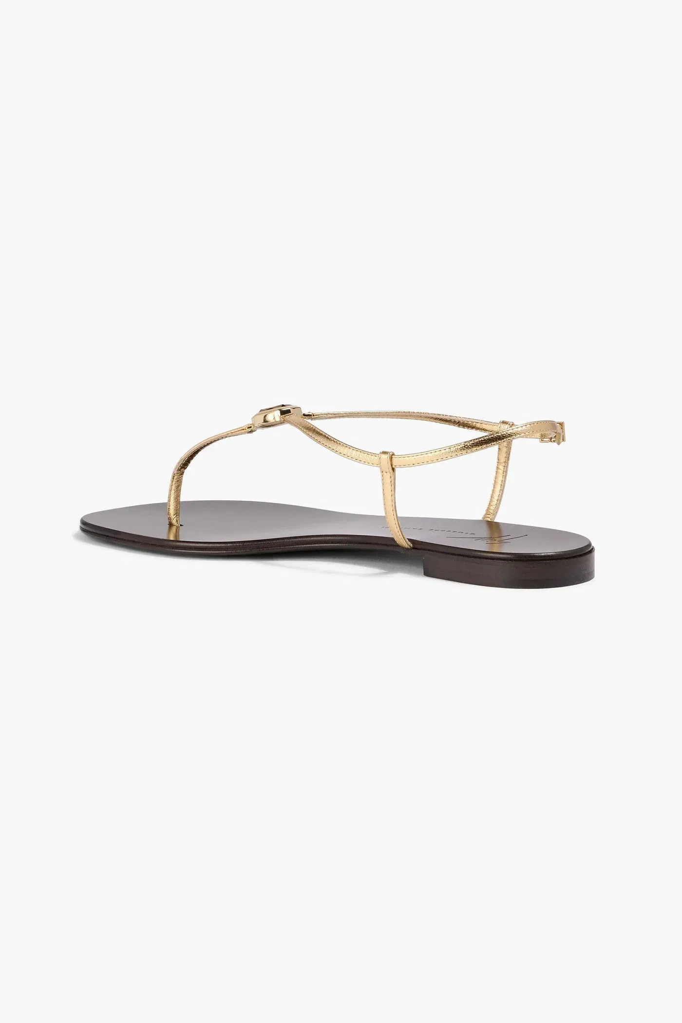 Giuseppe Zanotti Cameliee Crystal-Embellished Metallic Leather Sandals Gold Women's