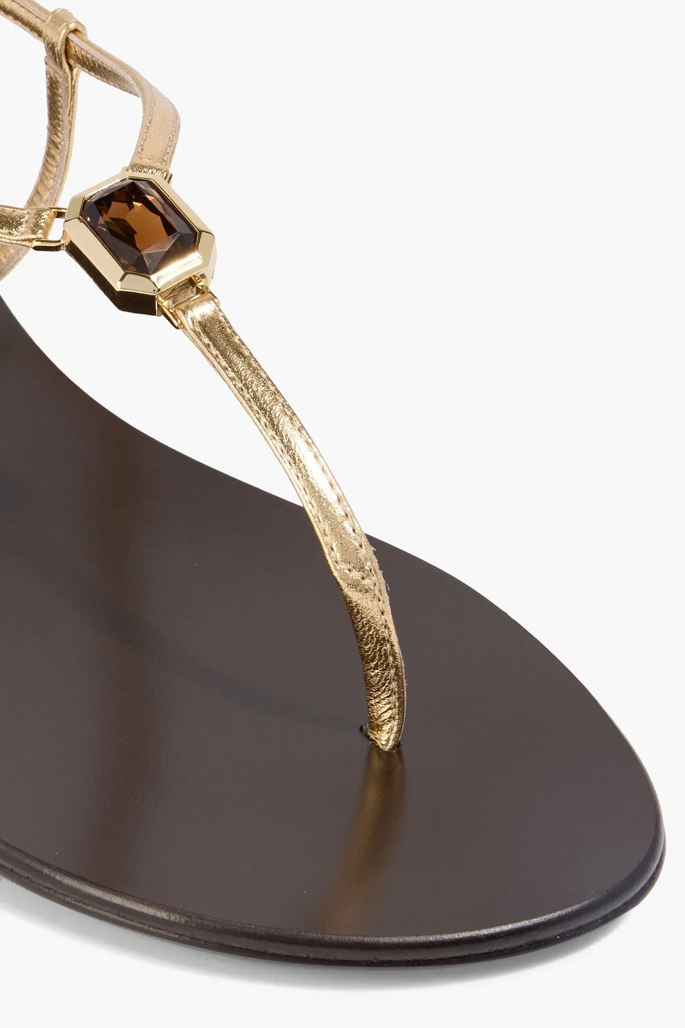 Giuseppe Zanotti Cameliee Crystal-Embellished Metallic Leather Sandals Gold Women's