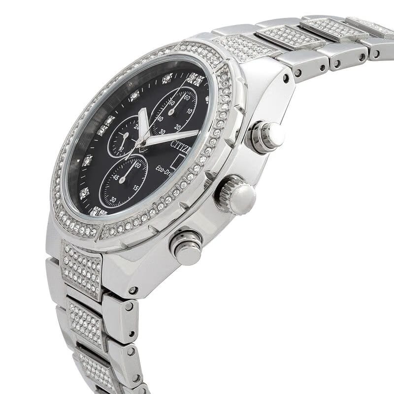 Citizen Crystal Chronograph Eco-Drive Black Dial Mens Watch