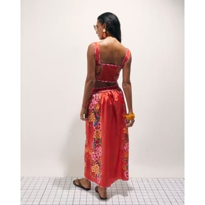 Red Floral Maxi Skirt
