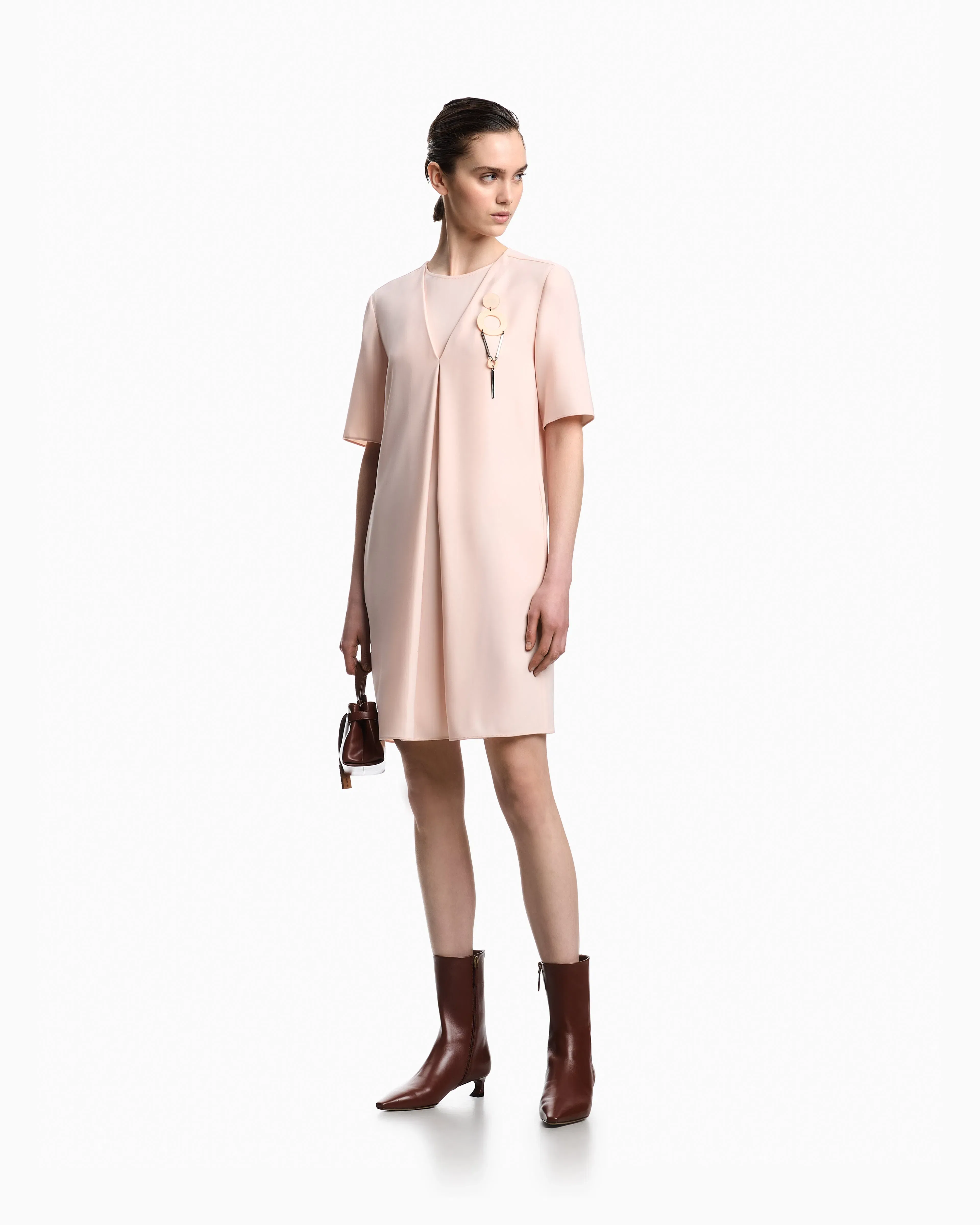 Emporio Armani Technical cady dress with front box pleat