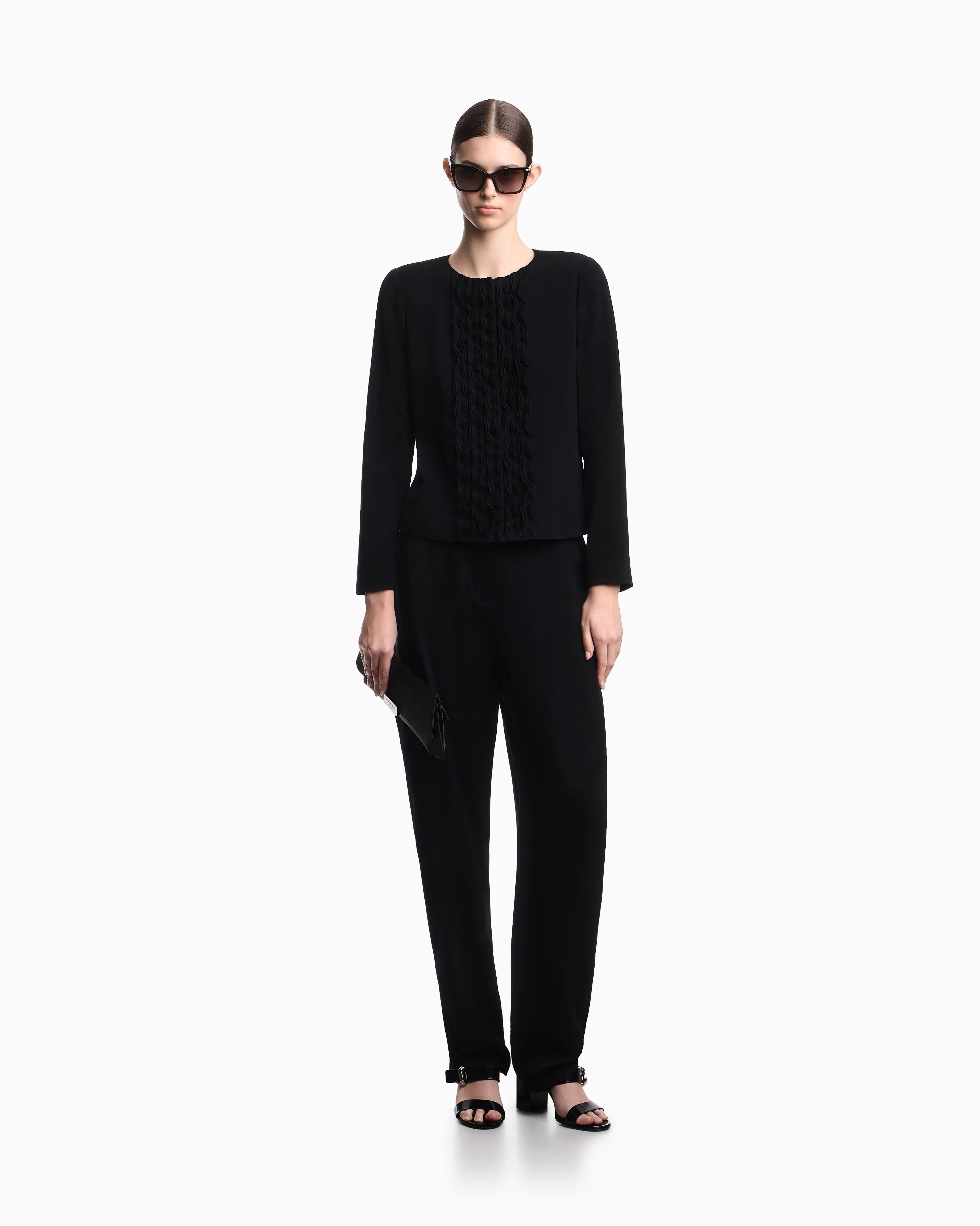 Emporio Armani Armure fabric jacket with ruffles
