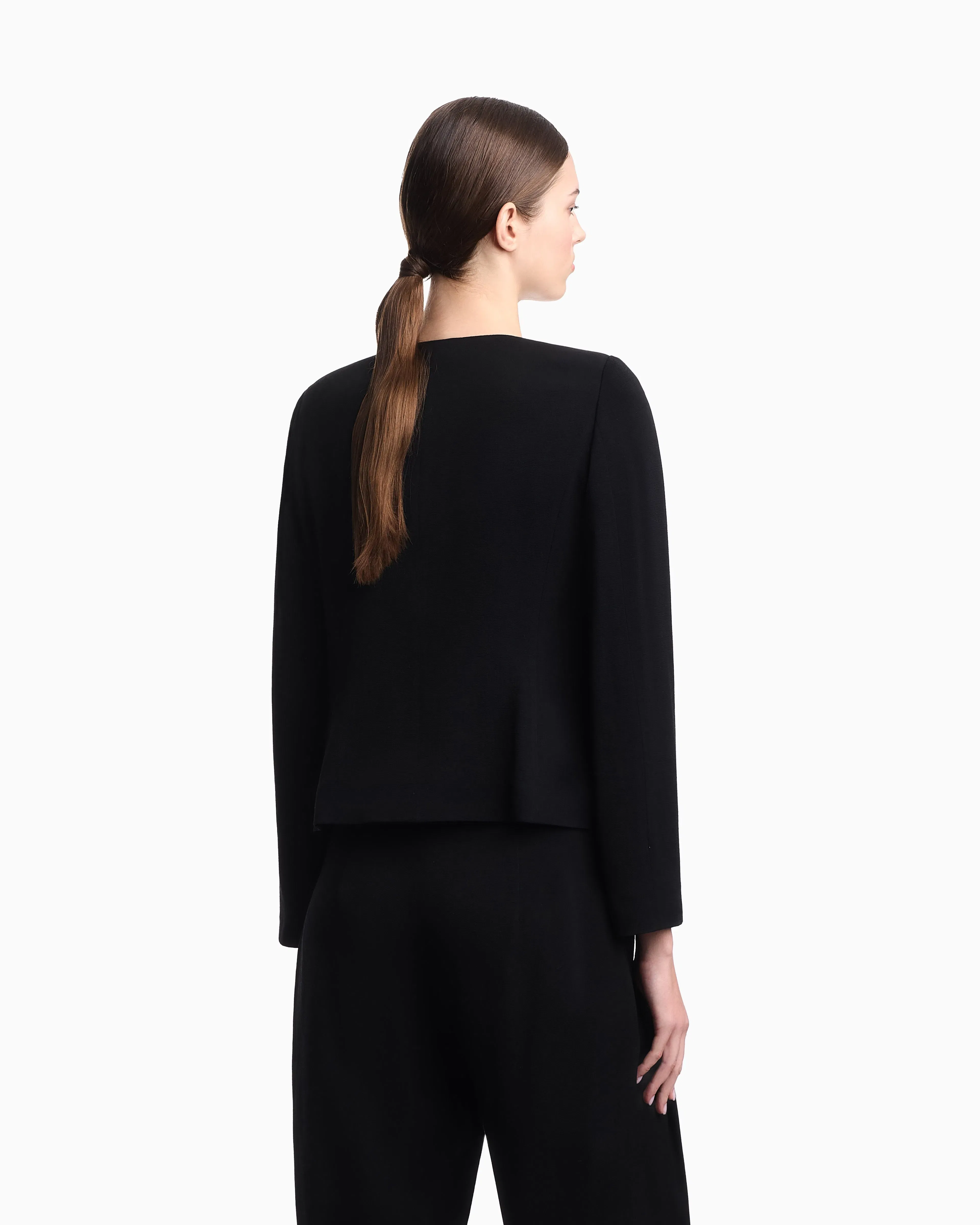 Emporio Armani Armure fabric jacket with ruffles
