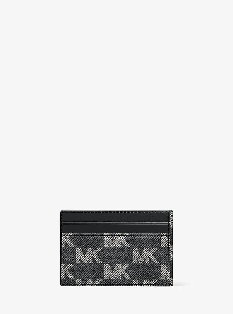Michael Kors Cooper Medium Logo Jacquard Denim Wallet Black Wash