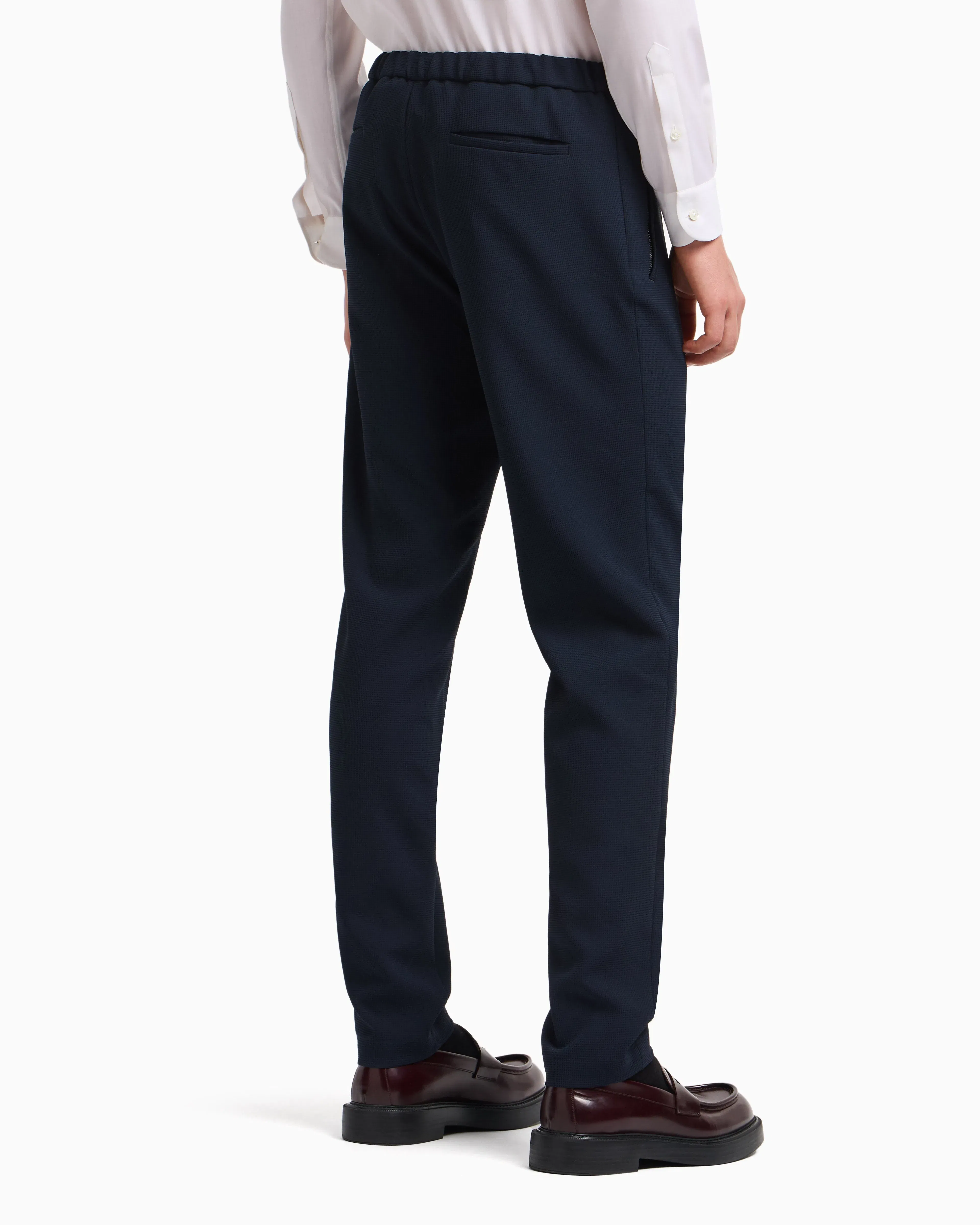 Emporio Armani Icon 3D piqué-effect crêpe jersey trousers