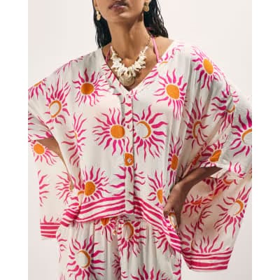 White Sun Print Blouse