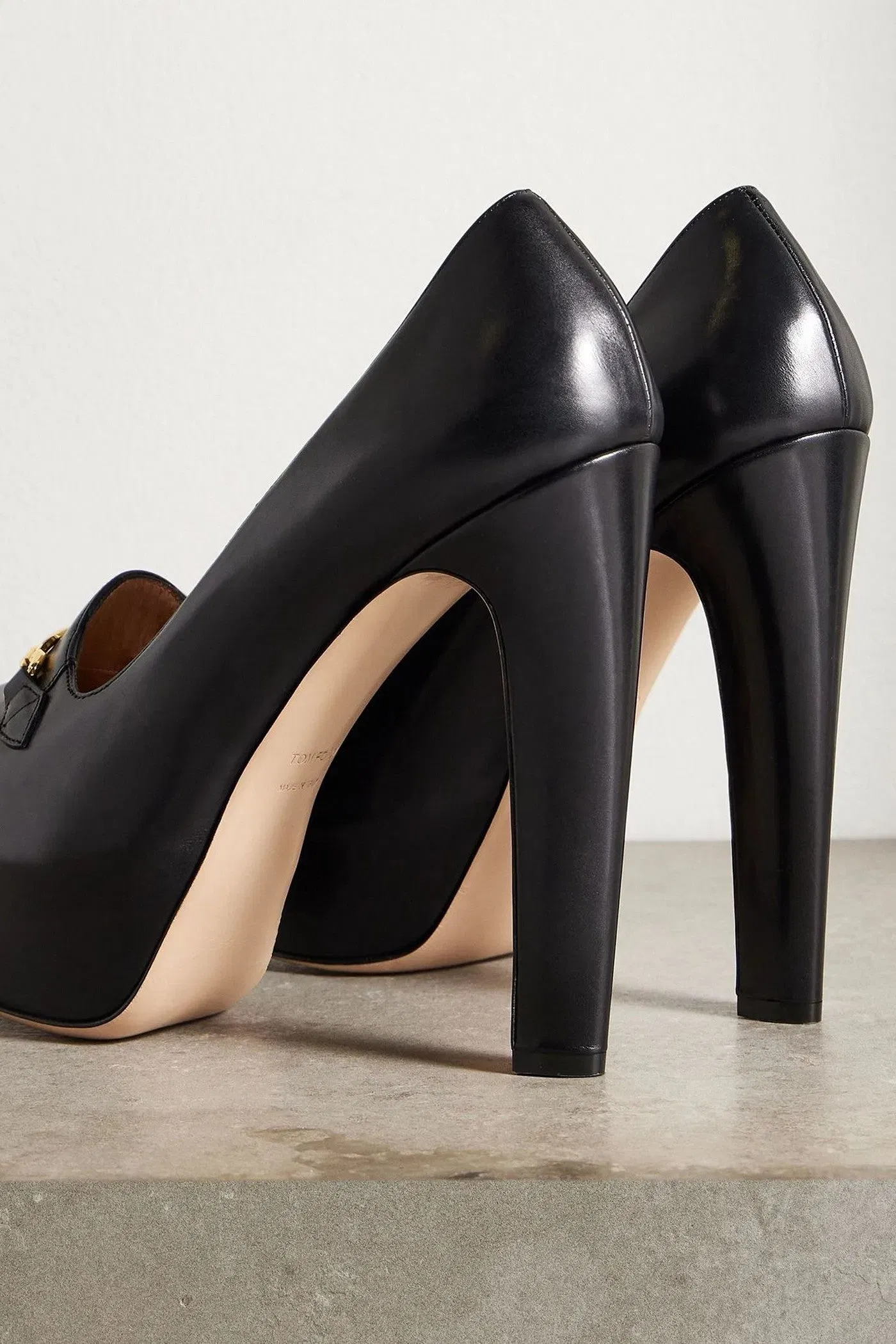 Tom Ford Embellished Leather Platform Pumps Black Women's