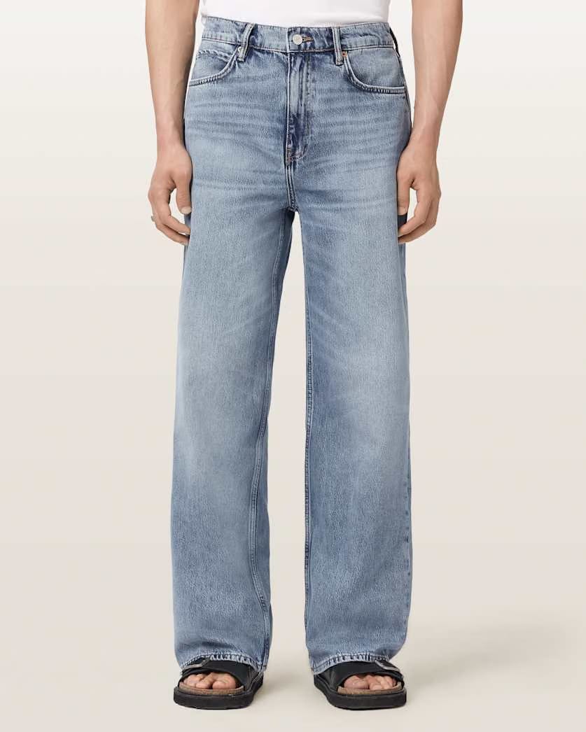 AllSaints Lenny Wide Leg Denim Jeans Light Indigo