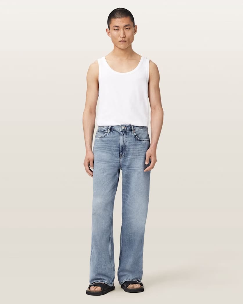 AllSaints Lenny Wide Leg Denim Jeans Light Indigo