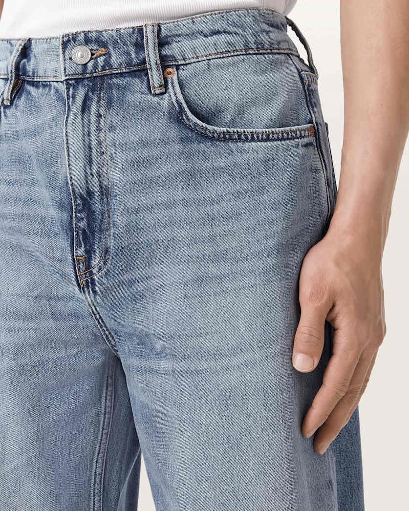 AllSaints Lenny Wide Leg Denim Jeans Light Indigo