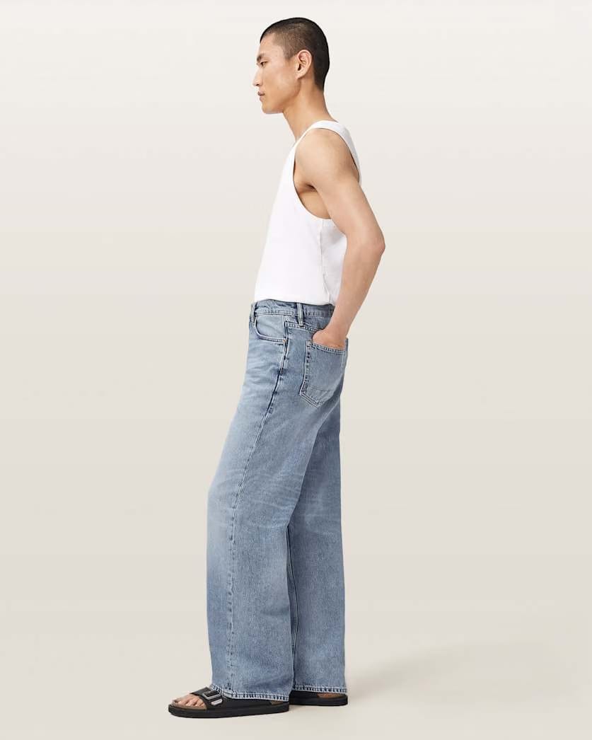 AllSaints Lenny Wide Leg Denim Jeans Light Indigo