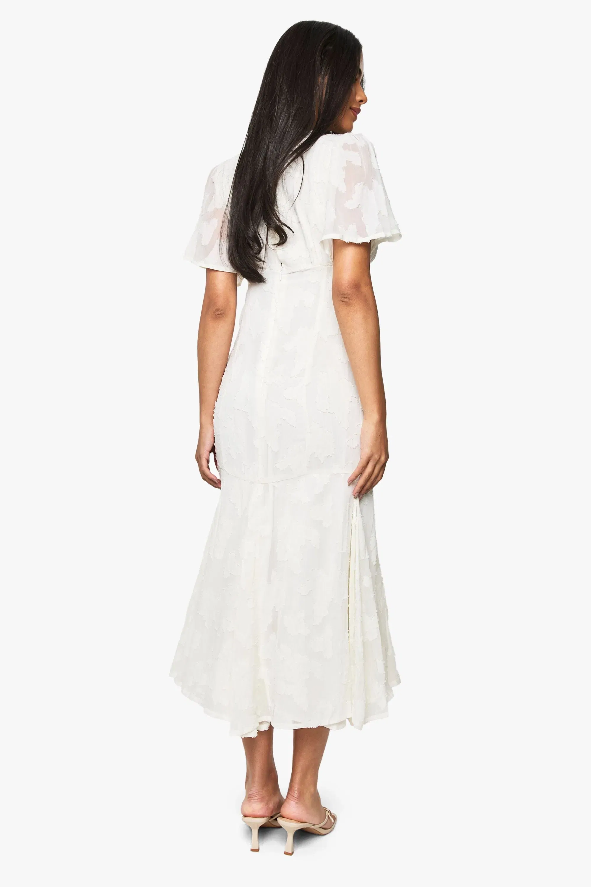 Burnout Floral Angel Sleeve Midaxi Dress