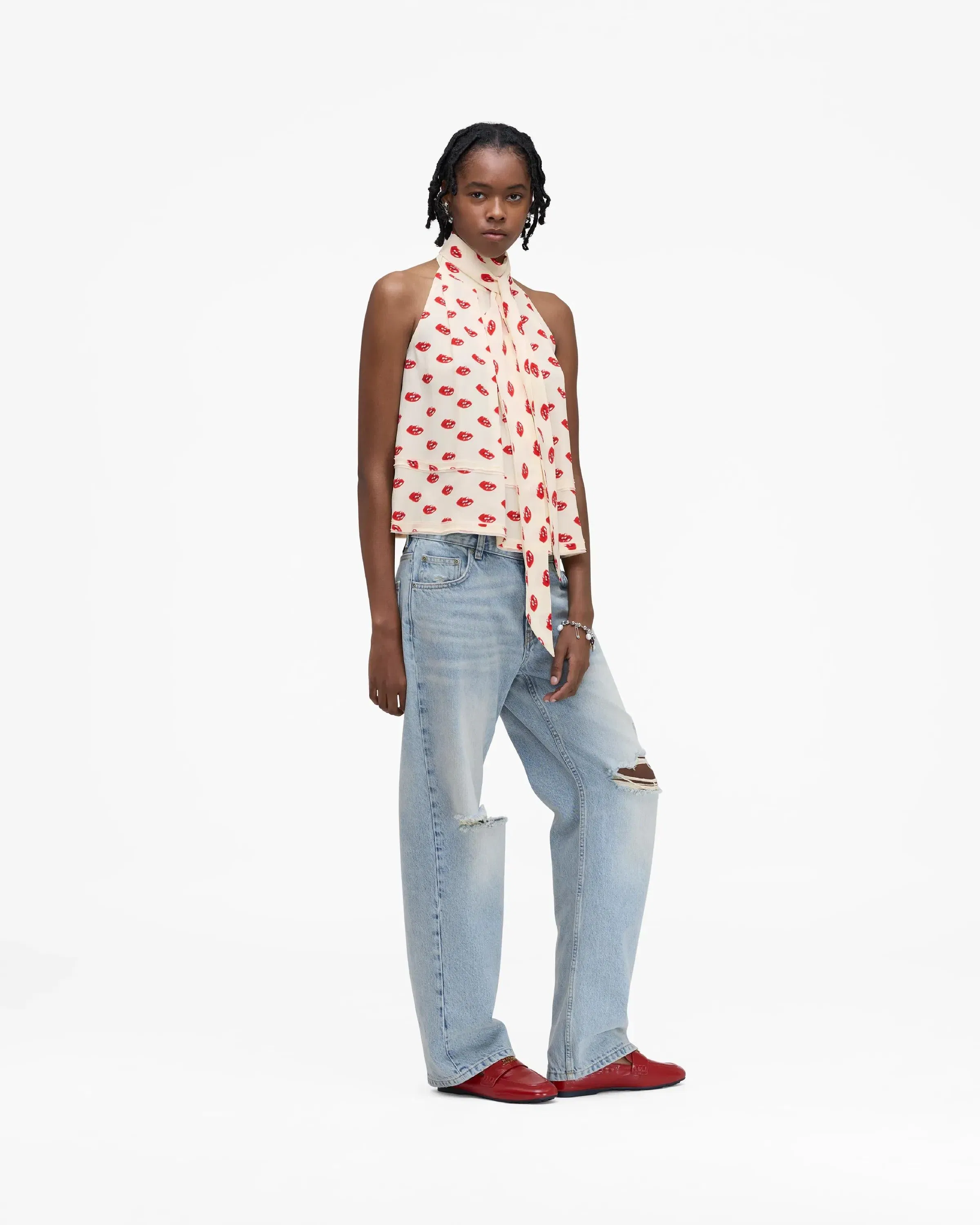 Lips Halterneck Tie Top