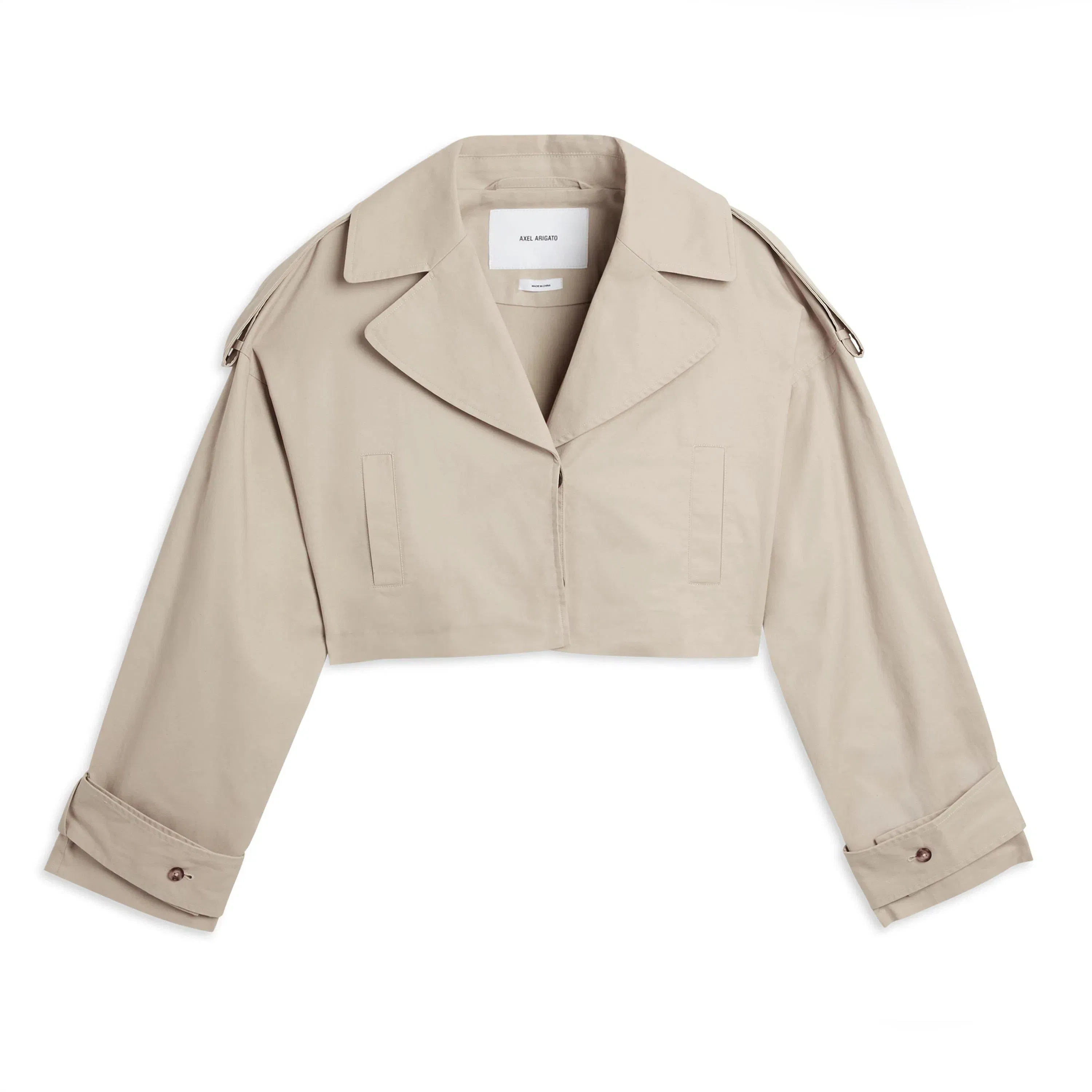 Gaia Water-Repellent Cotton Cropped Long Sleeve Trench Coat