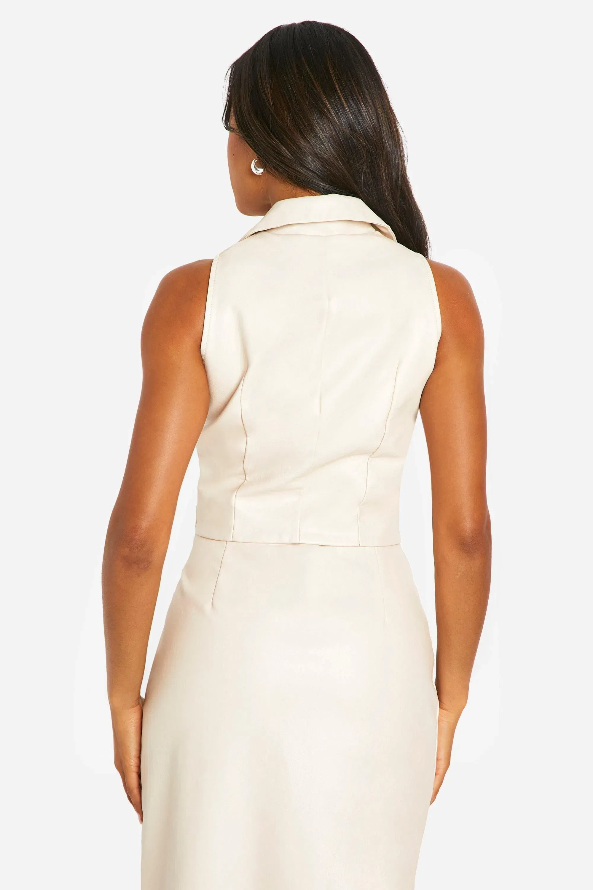Faux Leather Button Down Waistcoat