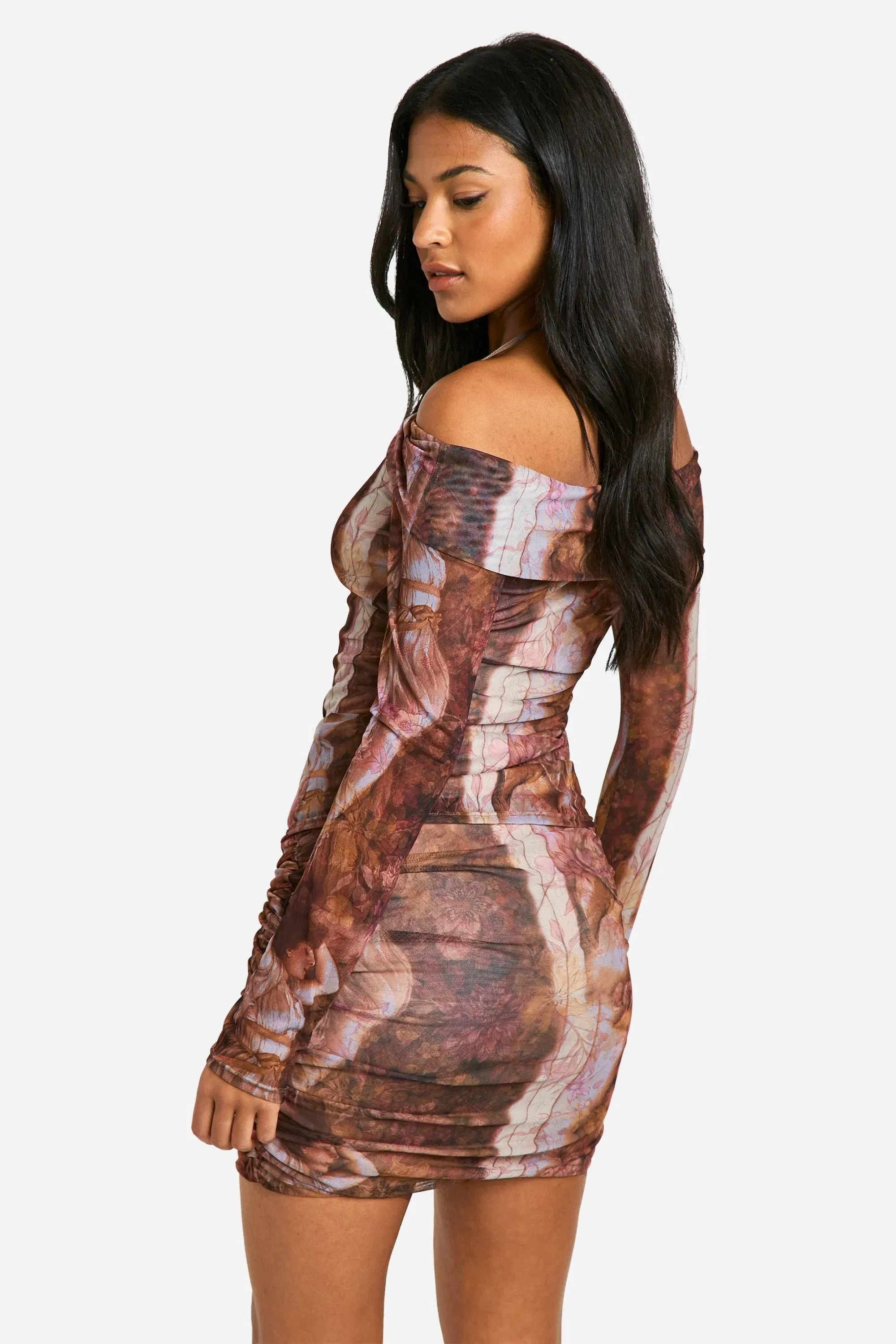 Tall Renaissance Print Ruched Mini Skirt