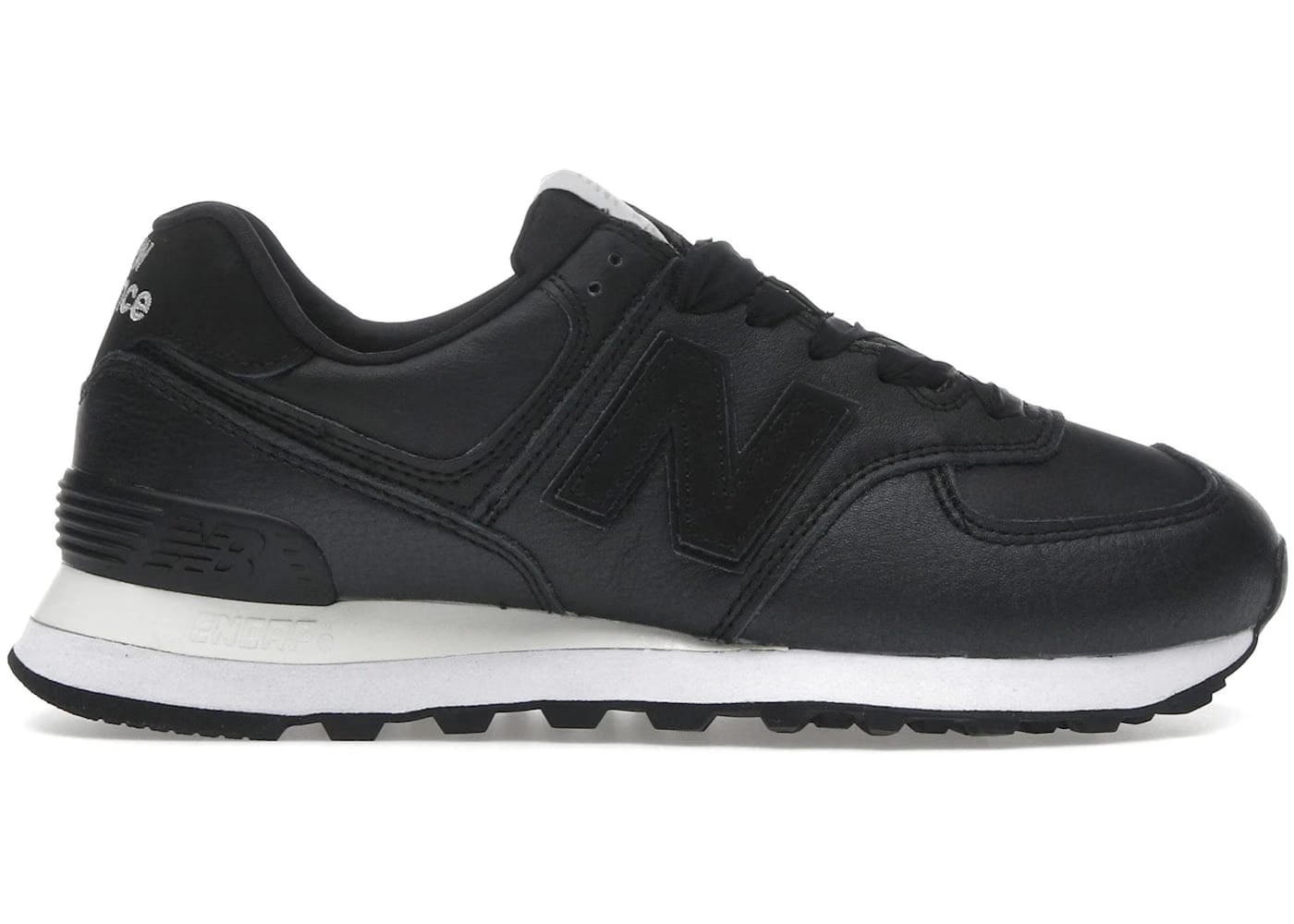 New Balance 574 Black Leather White Womens