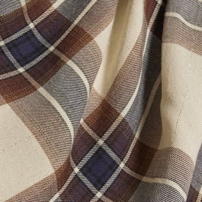 Cream Tartan Print Short Sleeve Top