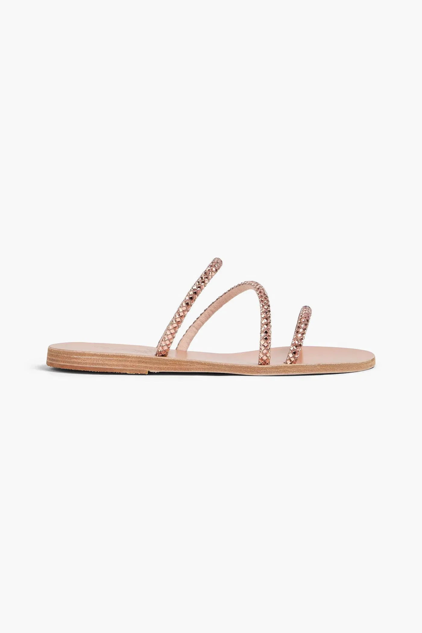 Ancient Greek Sandals Polytimi Crystal-Embellished Leather Sandals Rose Gold Women's
