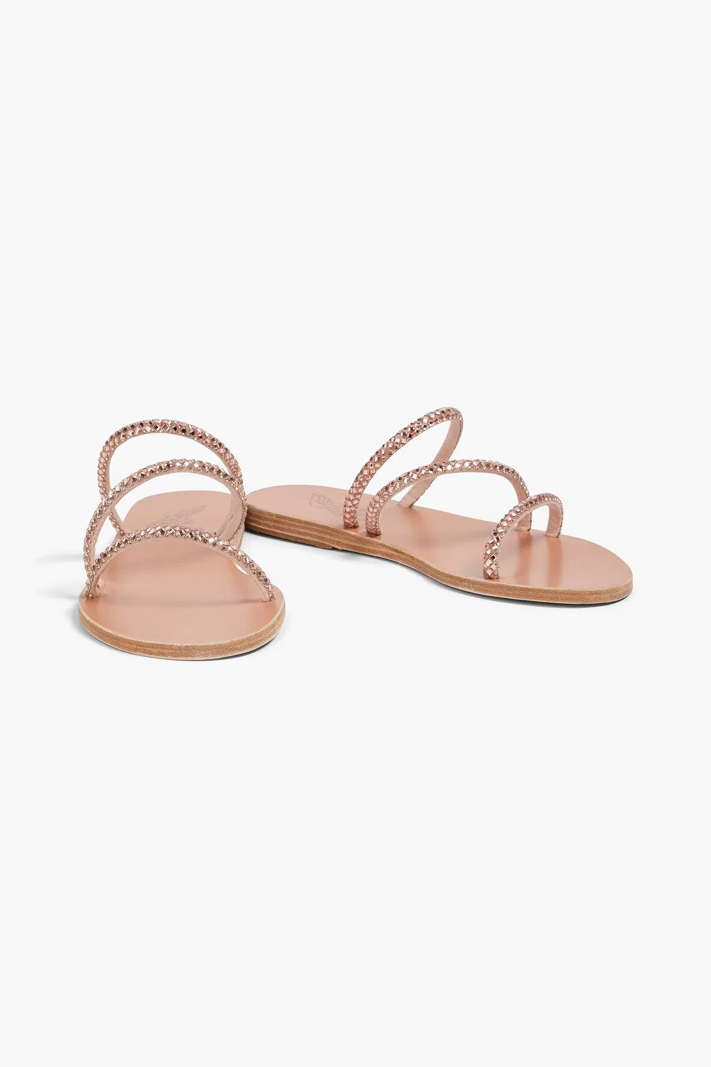 Ancient Greek Sandals Polytimi Crystal-Embellished Leather Sandals Rose Gold Women's