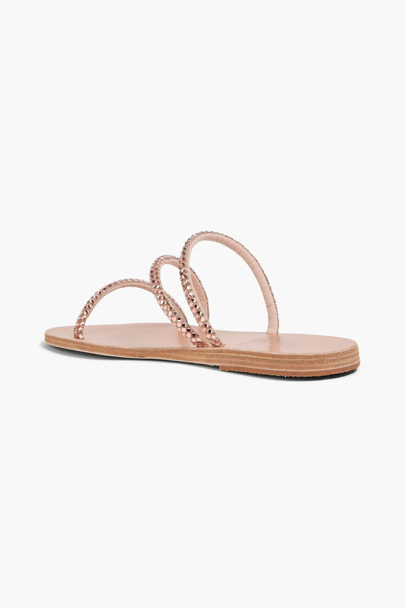 Ancient Greek Sandals Polytimi Crystal-Embellished Leather Sandals Rose Gold Women's