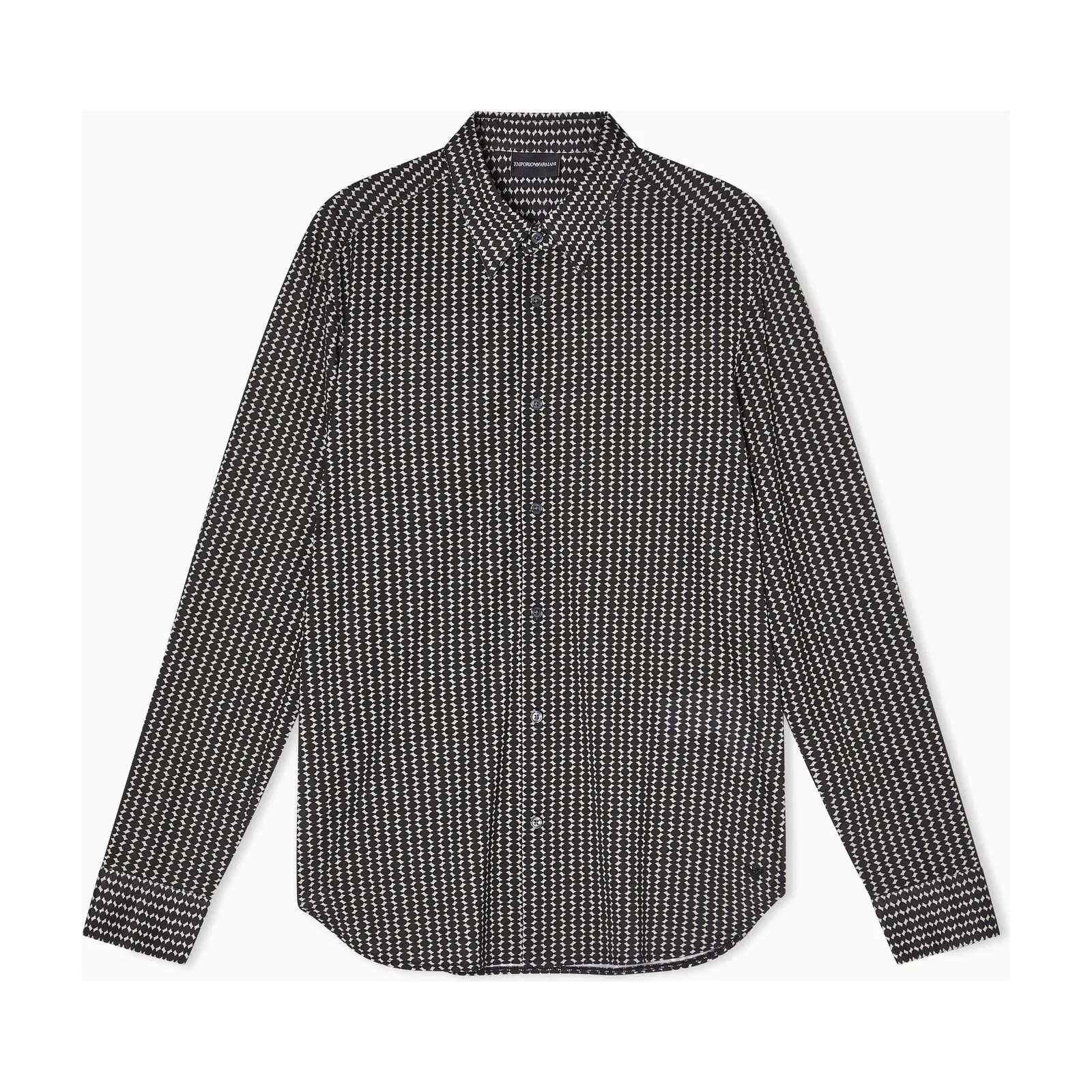 Emporio Armani Lyocell-blend jersey shirt with all-over micro-pattern print