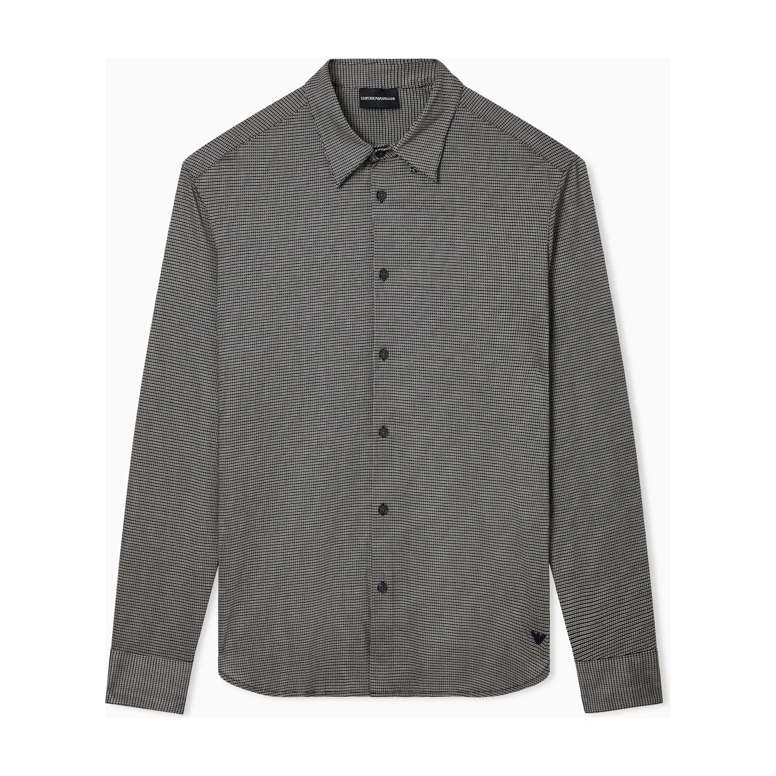 Emporio Armani Lyocell-blend jersey shirt with all-over micro-pattern print