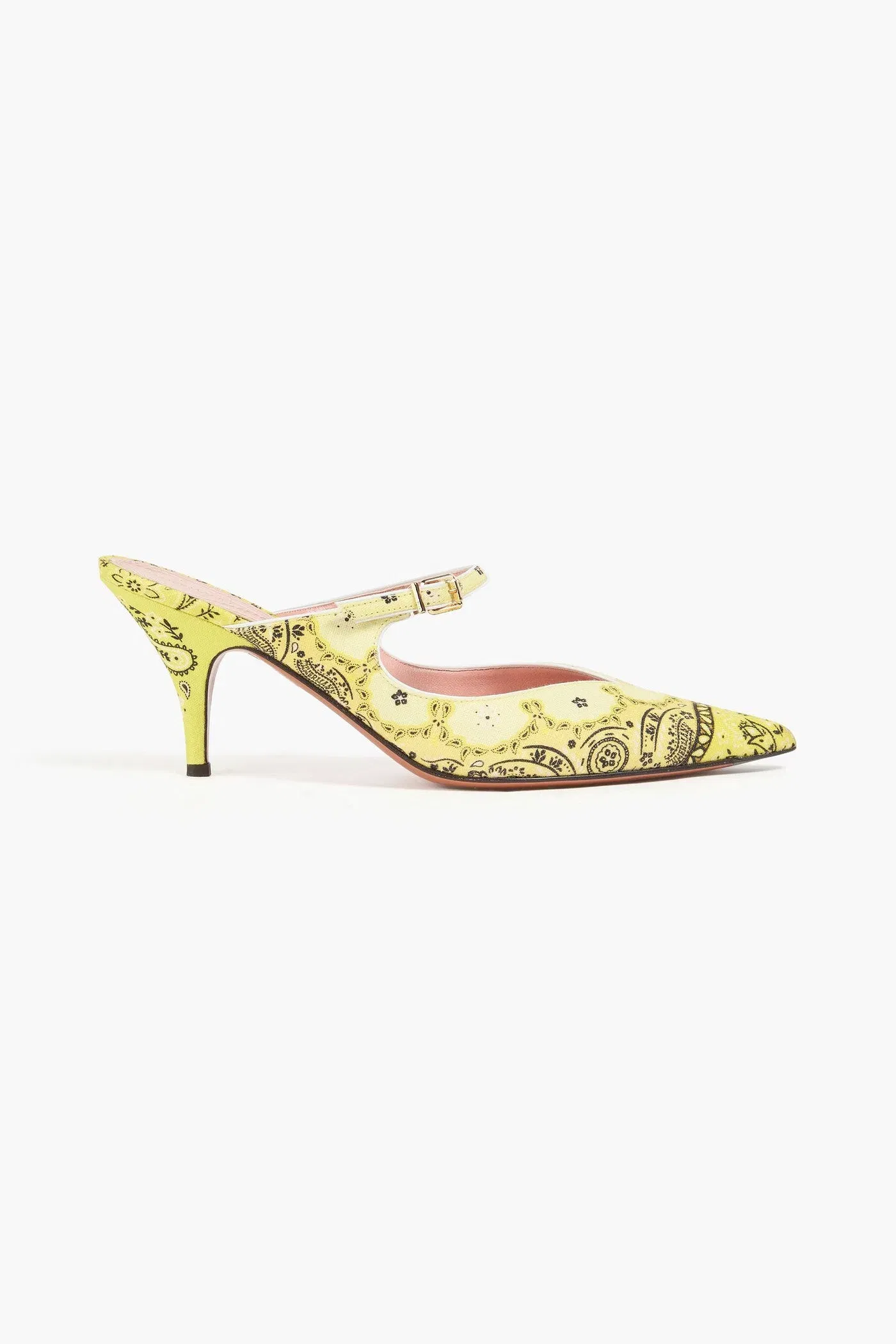 Zimmermann Paisley-Print Canvas Mules Yellow Women's