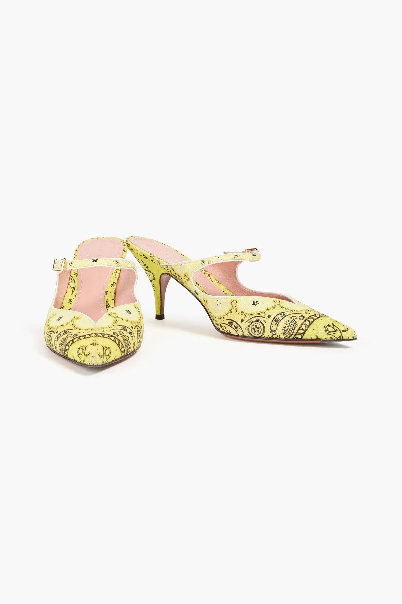 Zimmermann Paisley-Print Canvas Mules Yellow Women's