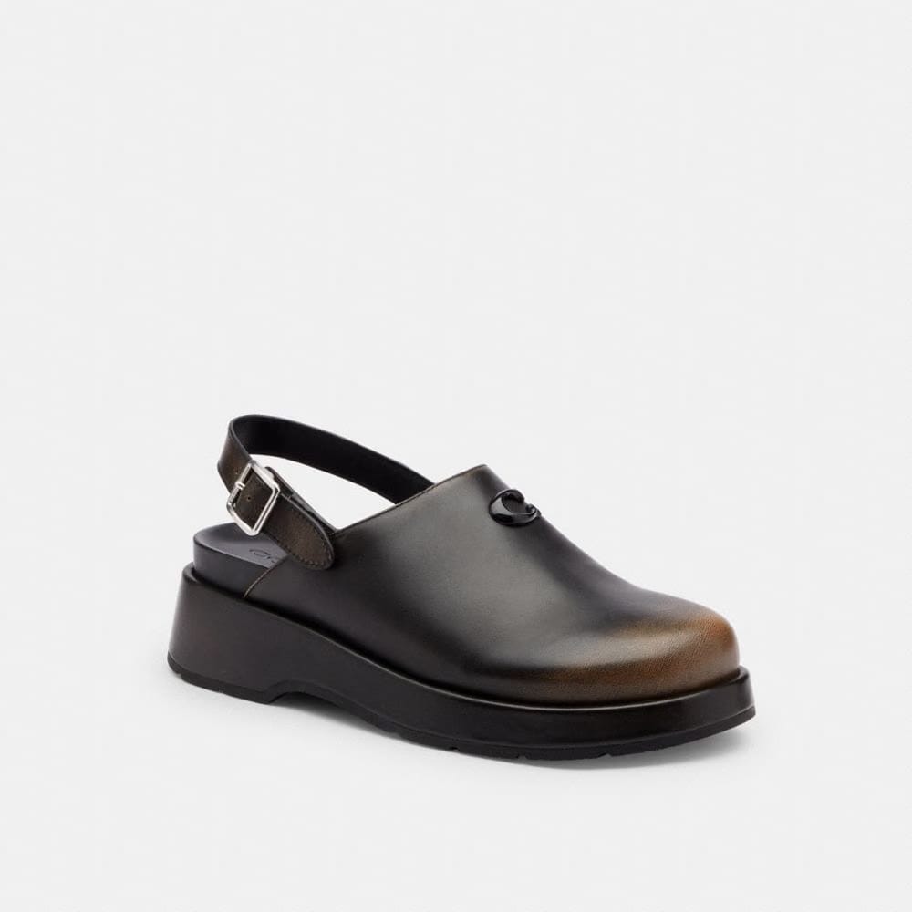 Women's Coach Sculpted C Platform Clog In Loved Leather Black