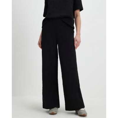 Black Jacquard Wide Leg Trousers