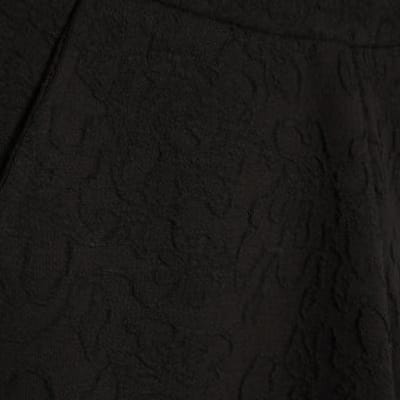 Black Jacquard Wide Leg Trousers