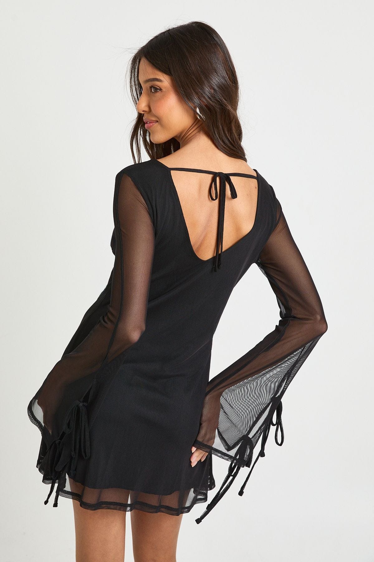 V Neck Mesh Shift Dress