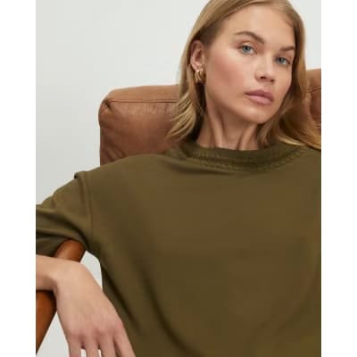 Khaki Premium Whipstitch T-Shirt