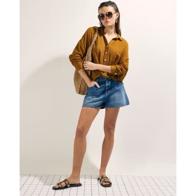 Brown Linen Blend Shirt